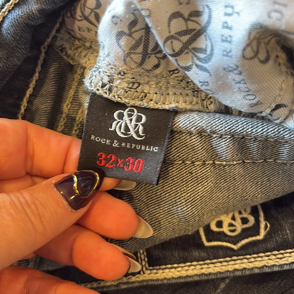Rock & Republic Mens 32 Blue Jeans - Picture 3 of 5